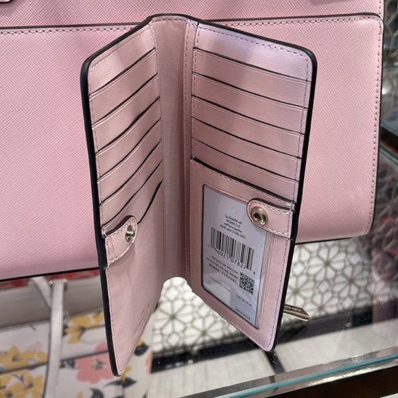 Kate Spade Staci Medium Satchel & Staci Large Slim Bifold Wallet Chalk Pink - Picture 15 of 16